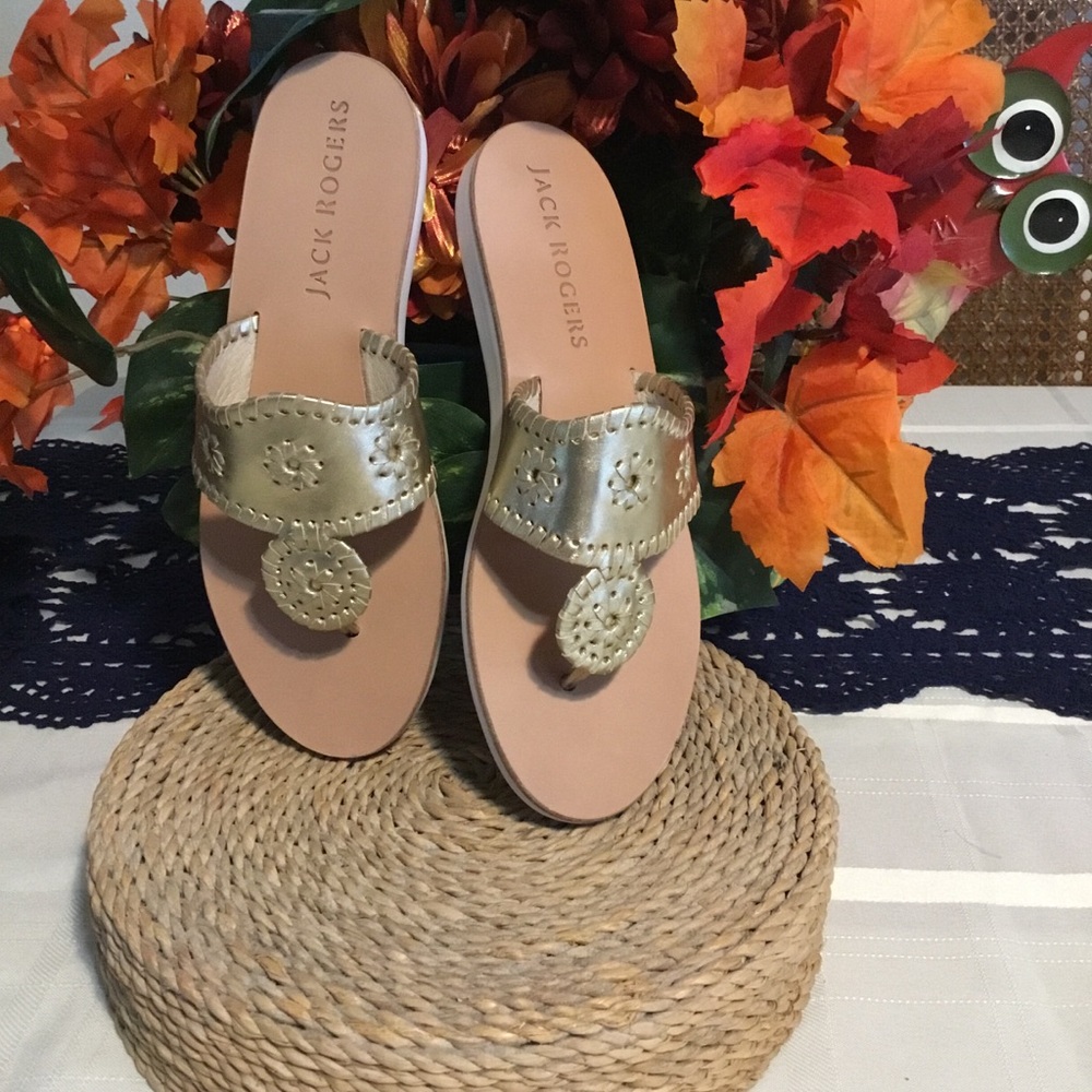 🌹HOST PICK-JACK ROGERS PLATINUM SLIP-ON LEATHER SANDAL/NWOT-MADE IN BRAZIL/SZ 7 - Picture 4 of 9